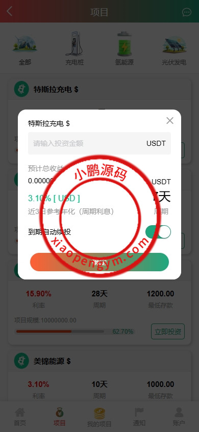 新UI新能源充电桩投资系统/海外投资理财/前端VUE